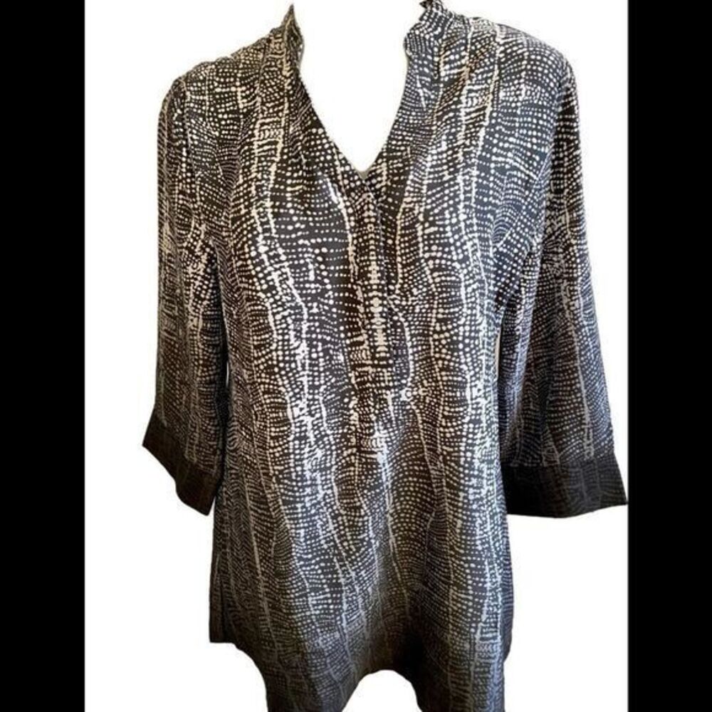 Soft Surroundings Tunic Top - S black/white print , polyester. Popover t…
